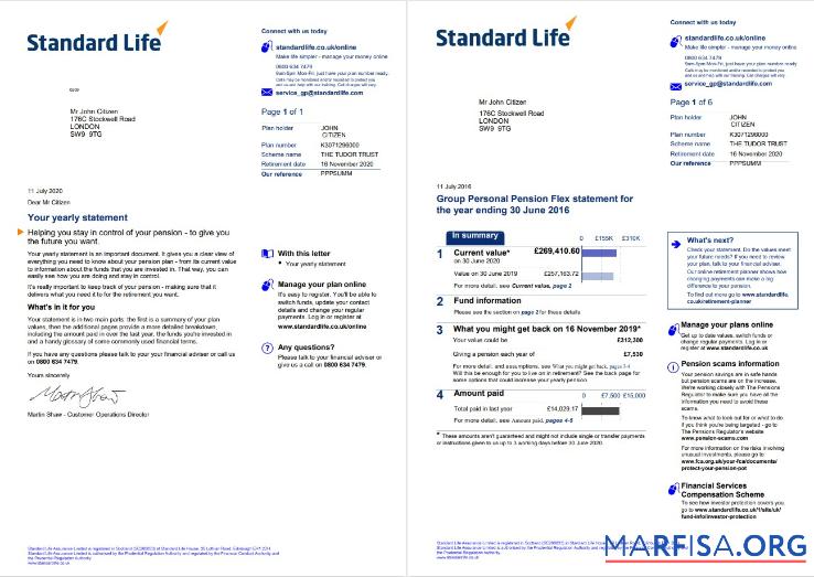Downloadable United Kingdom Standard Life utility bill template in Word and PDF format, 7 pages 1 2